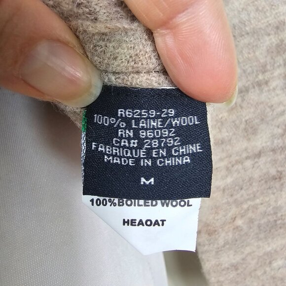 Renuar Boiled Wool Cardigan Sweater M Beige Ruffle Collar Office Minimalist - Picture 9 of 12